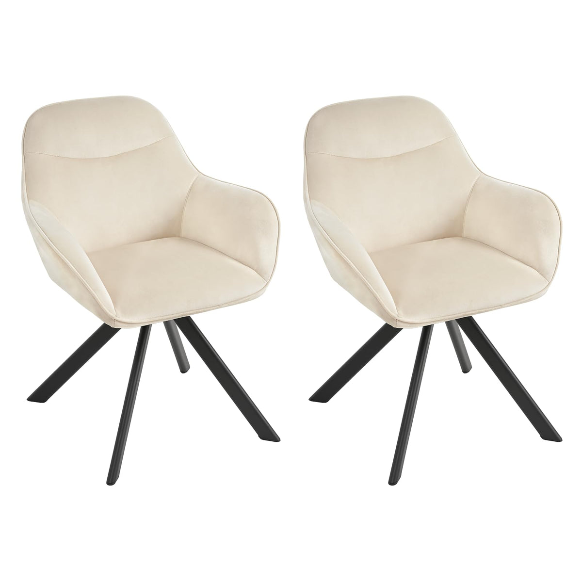 Esszimmerstühle Drehbar 4er Set mit Armlehne, 360° drehbar, Polsterstuhl Leinen, Drehstuhl Esszimmer Beige, Küchenstuhl mit Metallbeine für