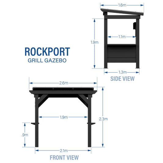 2.6m x 1.6m (8ft x 5ft) Rockport Grill/BBQ Gazebo