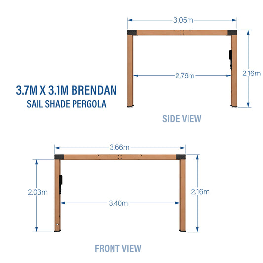 3.7m x 3.1m (12ft x 10ft) Brendan Sail Shade Pergola