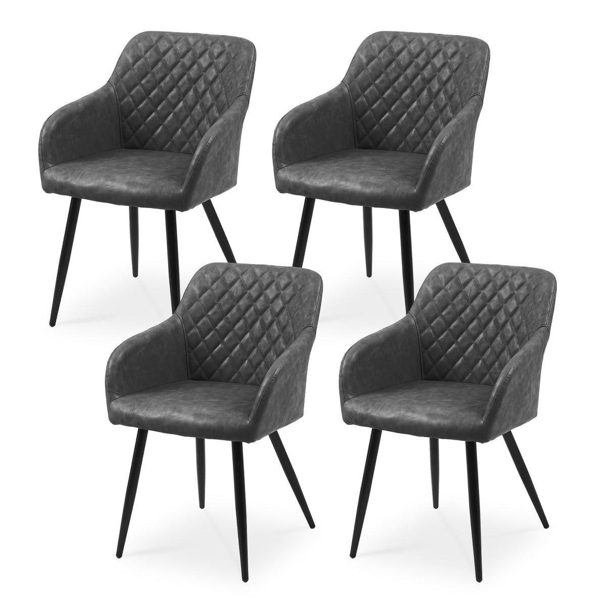 CLIPOP Esszimmerstühle 2er Set, Küchenstühle Grau Samtstoff stühle Polsterstühle mit Armlehne Metallbeine Polstersessel Stühle für Esszimmer Küche