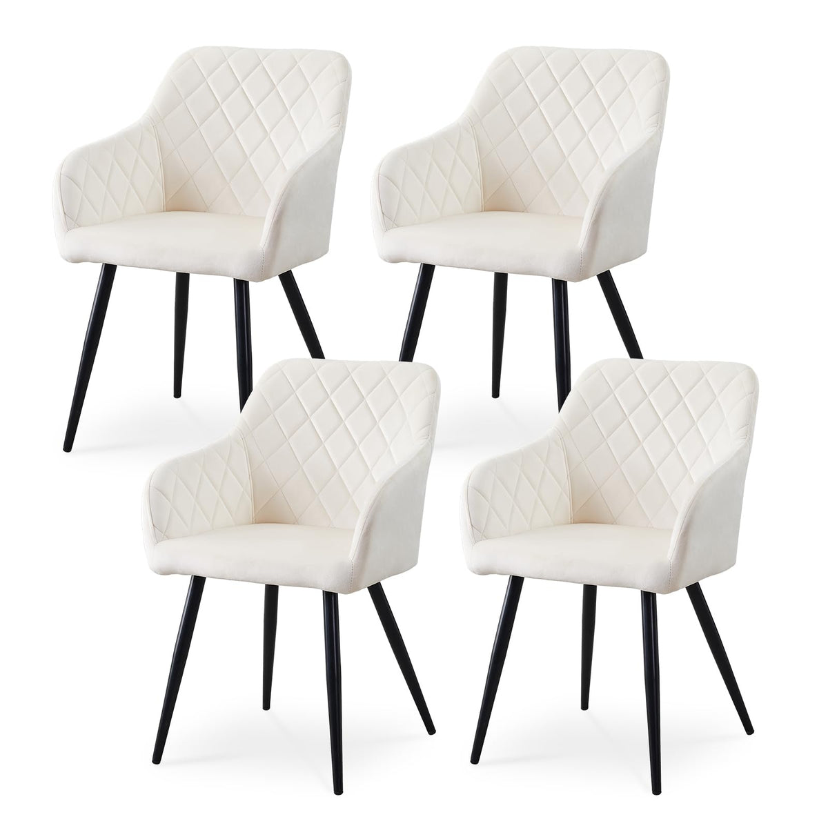 CLIPOP Esszimmerstühle 4er Set, Küchenstühle Grau Kunstlederstoff stühle Polsterstühle mit Armlehne Metallbeine Polstersessel Stühle für Esszimmer