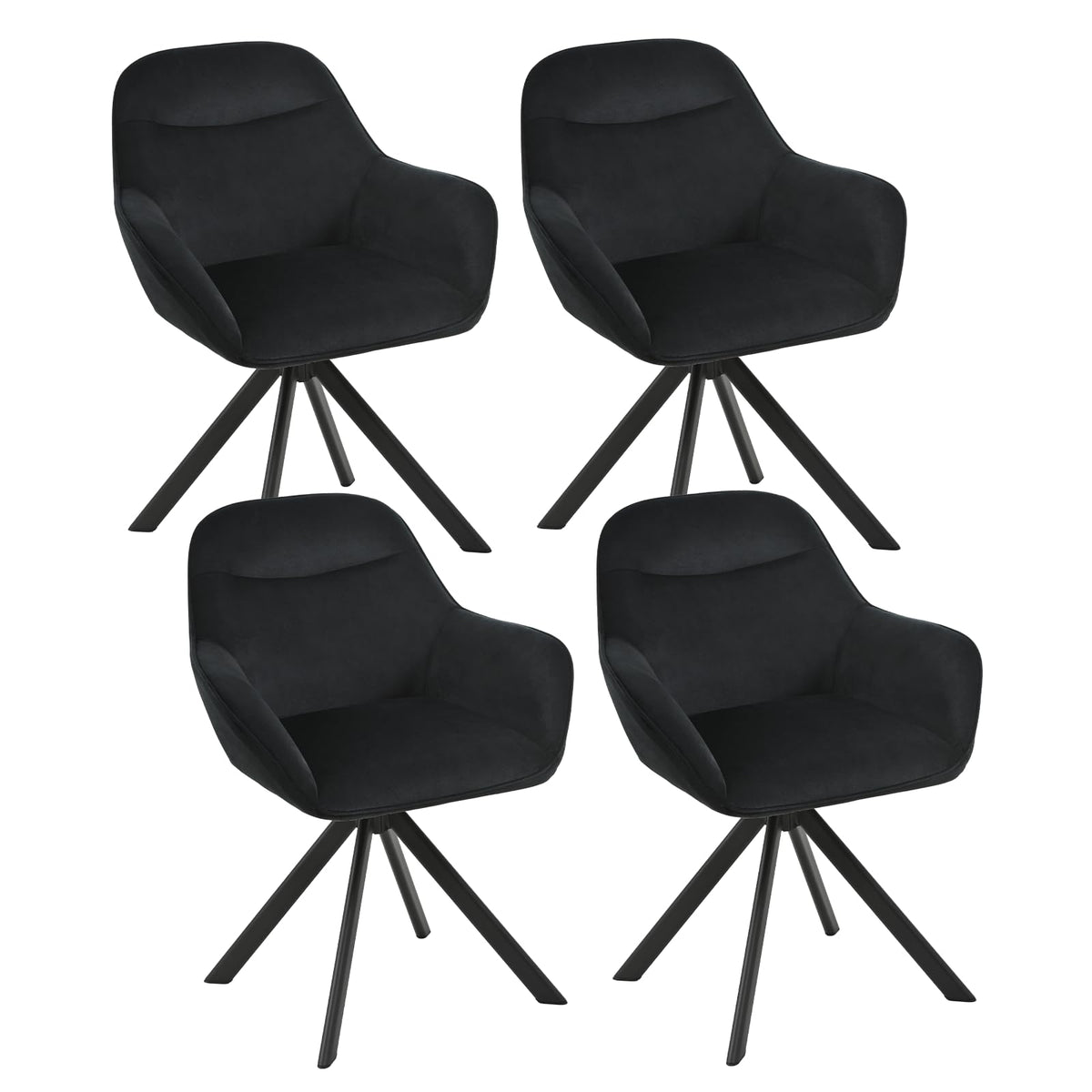 Esszimmerstühle Drehbar 4er Set mit Armlehne, 360° drehbar, Polsterstuhl Leinen, Drehstuhl Esszimmer Beige, Küchenstuhl mit Metallbeine für