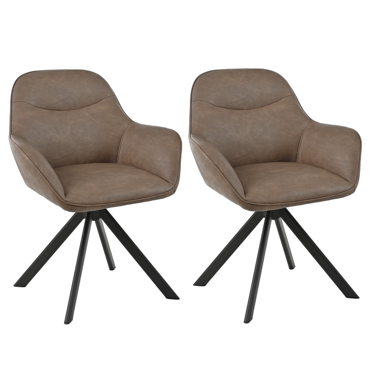 Esszimmerstühle Drehbar 4er Set mit Armlehne, 360° drehbar, Polsterstuhl Leinen, Drehstuhl Esszimmer Beige, Küchenstuhl mit Metallbeine für
