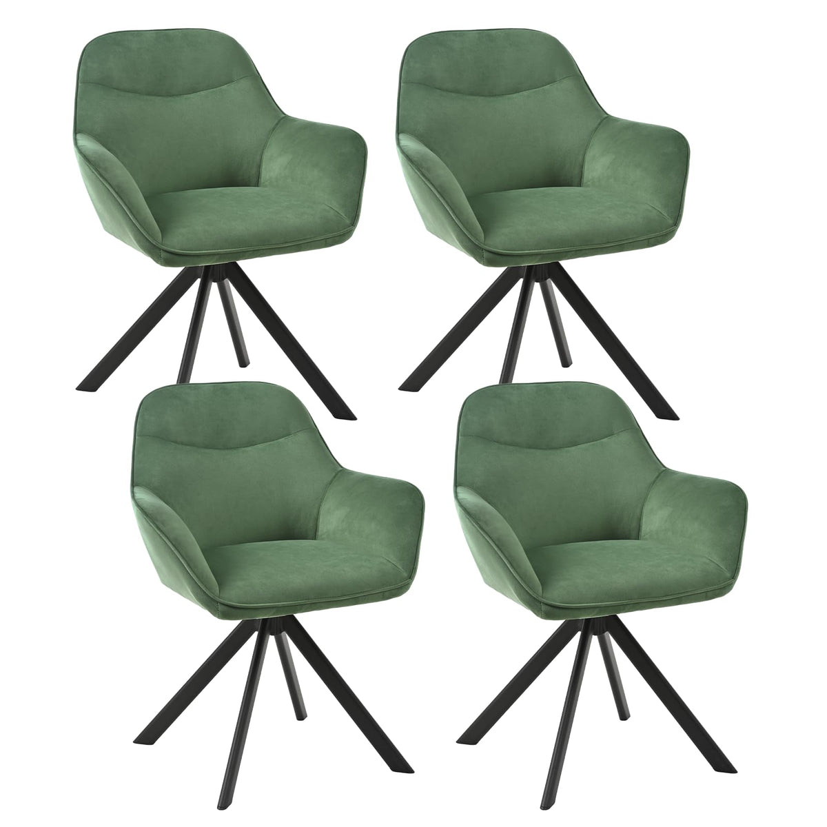 Esszimmerstühle Drehbar 4er Set mit Armlehne, 360° drehbar, Polsterstuhl Leinen, Drehstuhl Esszimmer Beige, Küchenstuhl mit Metallbeine für