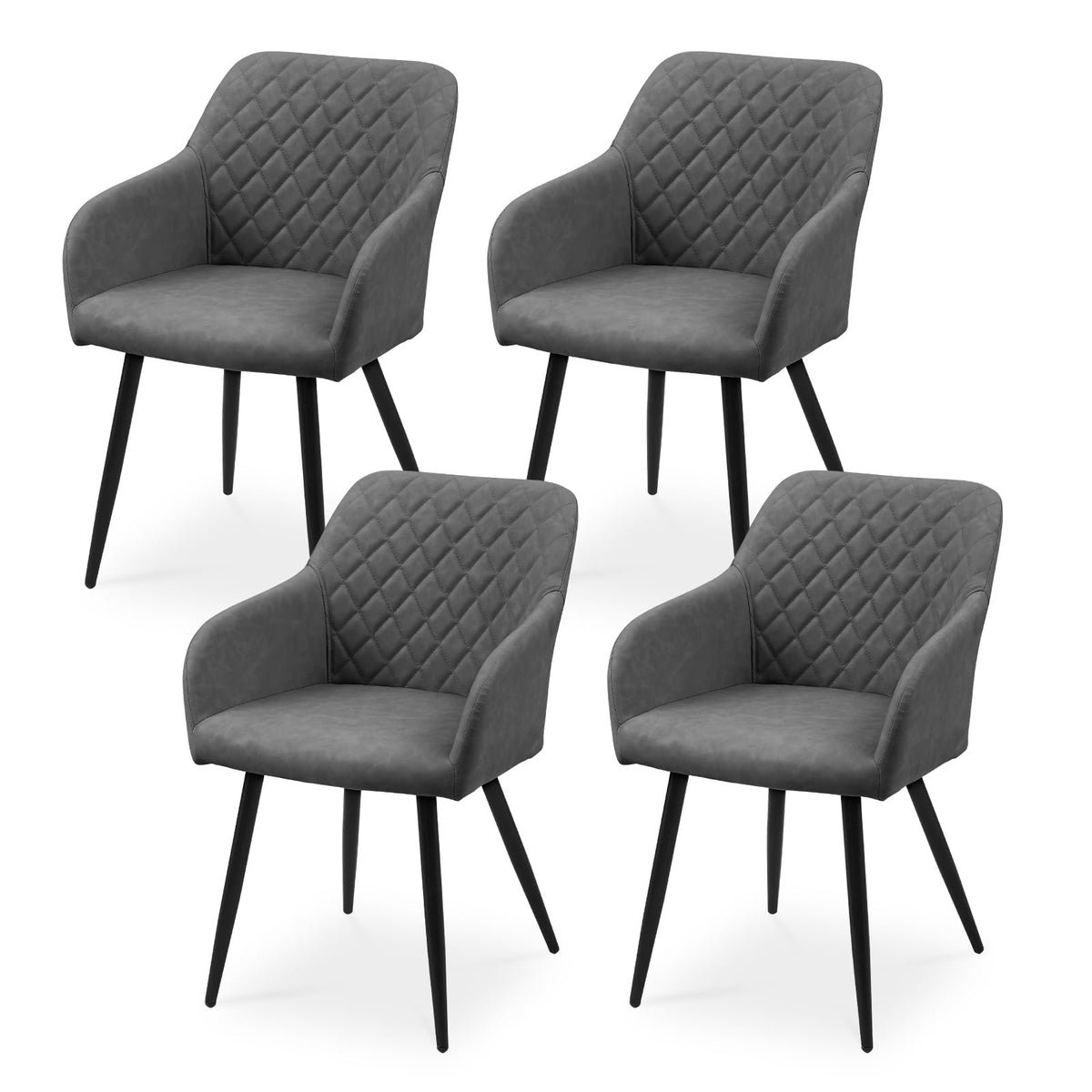 CLIPOP Esszimmerstühle 2er Set, Küchenstühle Grau Samtstoff stühle Polsterstühle mit Armlehne Metallbeine Polstersessel Stühle für Esszimmer Küche
