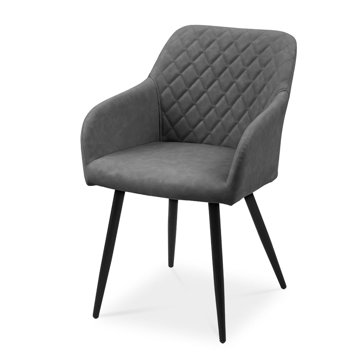 CLIPOP Esszimmerstühle 4er Set, Küchenstühle Grau Kunstlederstoff stühle Polsterstühle mit Armlehne Metallbeine Polstersessel Stühle für Esszimmer