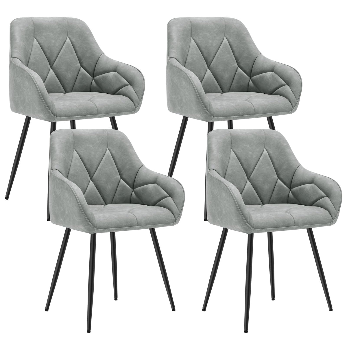 WOLTU Esszimmerstühle 4er Set, für Esszimmer Wohnzimmer, ergonomische Küchenstühle gepolstert mit Armlehnen, Metallbeinen, Sitzfläche aus