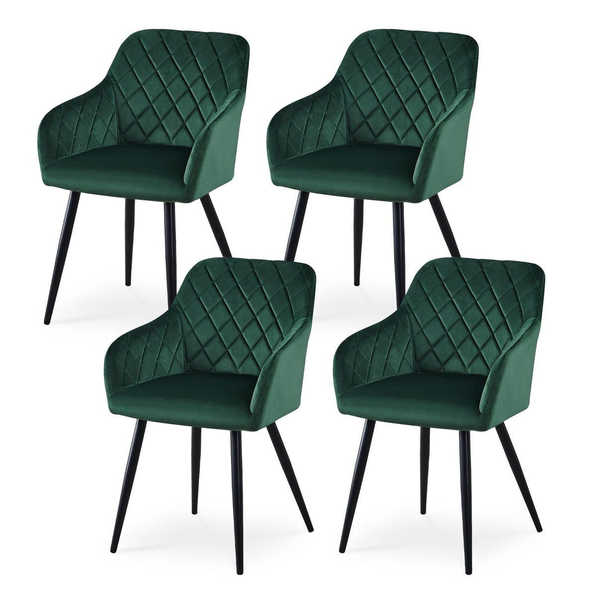 CLIPOP Esszimmerstühle 2er Set, Küchenstühle Grau Samtstoff stühle Polsterstühle mit Armlehne Metallbeine Polstersessel Stühle für Esszimmer Küche