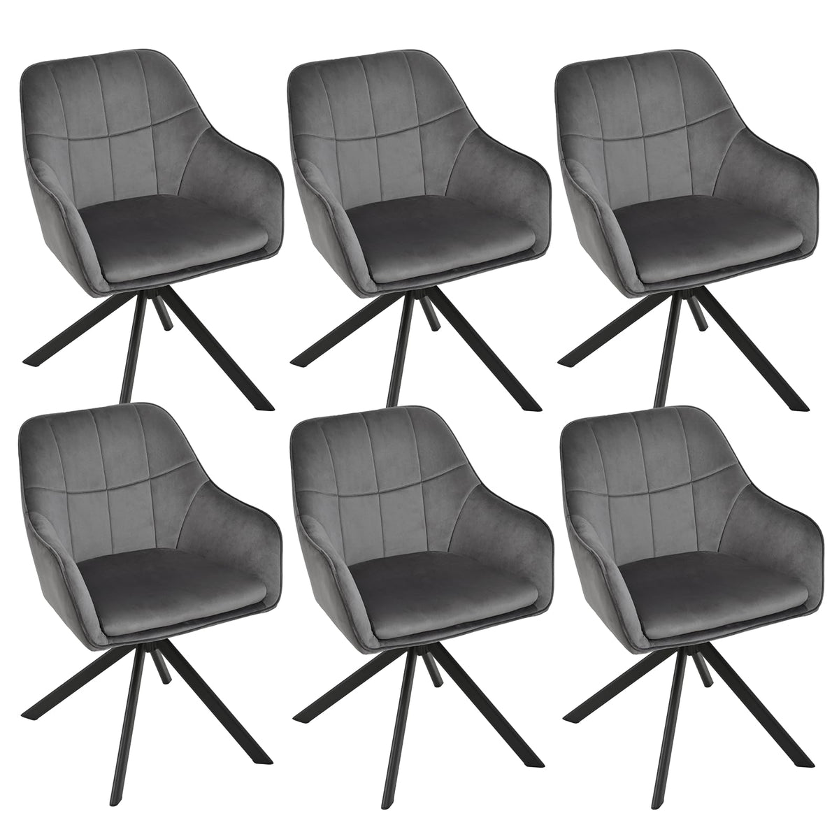 Esszimmerstühle drehbar 4er Set Grau Armlehnenstuhl Polsterstuhl drehstuhl Esszimmer drehstühle aus Samt Küchenstuhl mit Metallbeine für Wohnzimmer