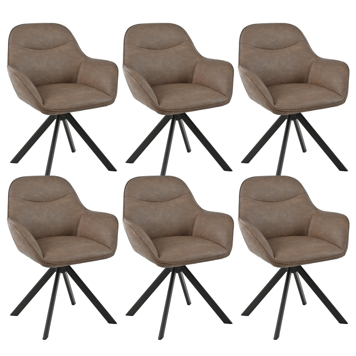 Esszimmerstühle Drehbar 4er Set mit Armlehne, 360° drehbar, Polsterstuhl Leinen, Drehstuhl Esszimmer Beige, Küchenstuhl mit Metallbeine für