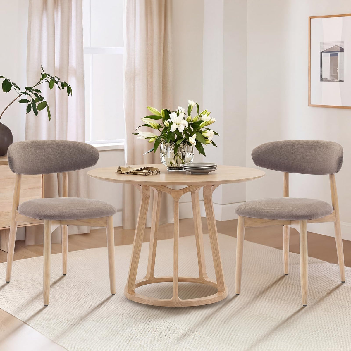 COLAMY Küchenstuhl Esszimmerstühle 4er Set, Moderne Polsterstuhl Essstühle mit Fester Rückenlehne, Stoff Esszimmerstühl mit Holzbein für Esszimmer