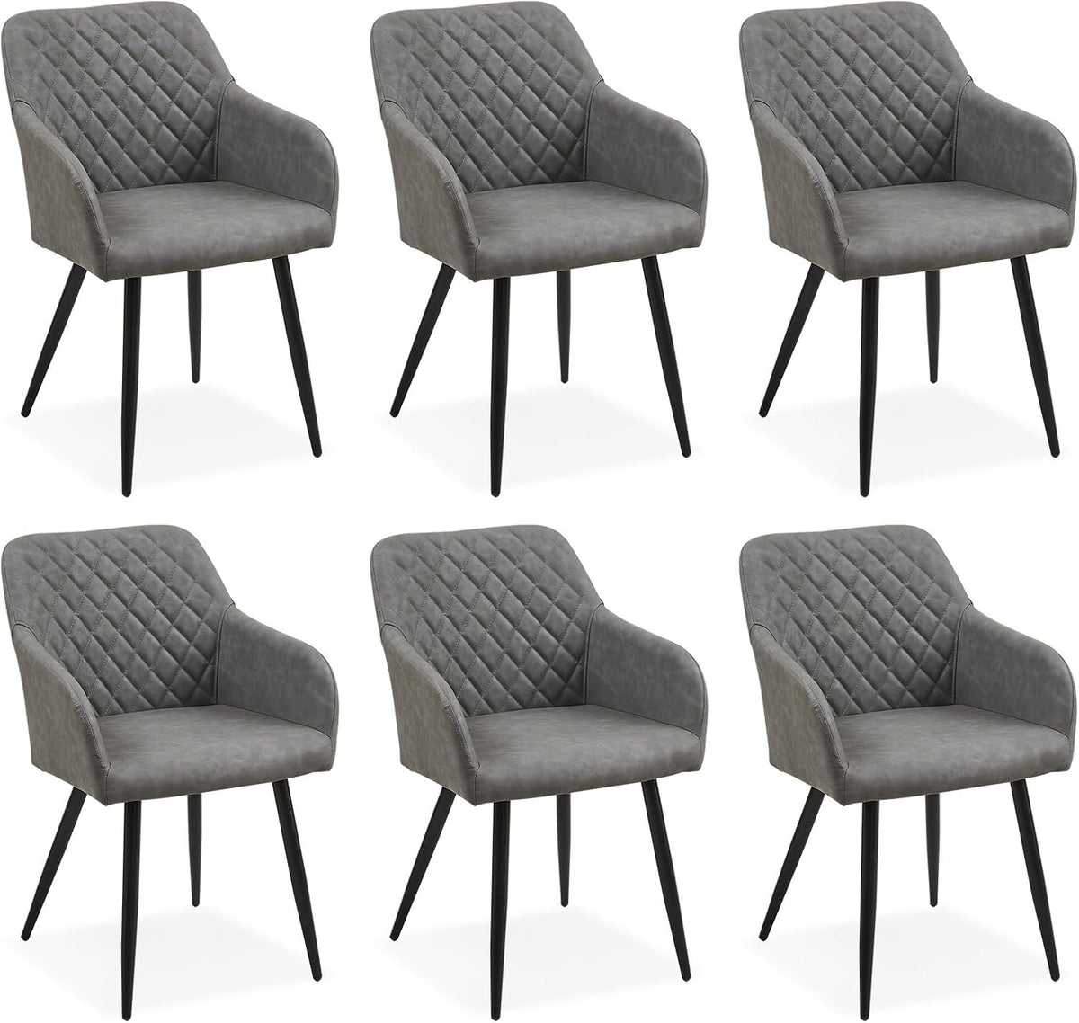CLIPOP Esszimmerstühle 2er Set, Küchenstühle Grau Samtstoff stühle Polsterstühle mit Armlehne Metallbeine Polstersessel Stühle für Esszimmer Küche