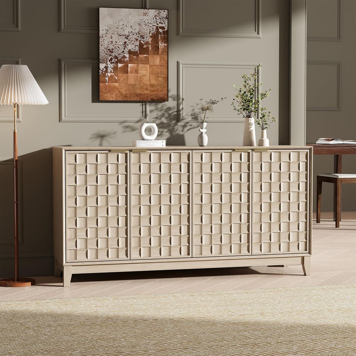 COLAMY Sideboard 150 cm Holz mit Stauraum – Modernes Sideboard für Wohnzimmer, Küchenschrank mit verstellbaren Einlegeböden