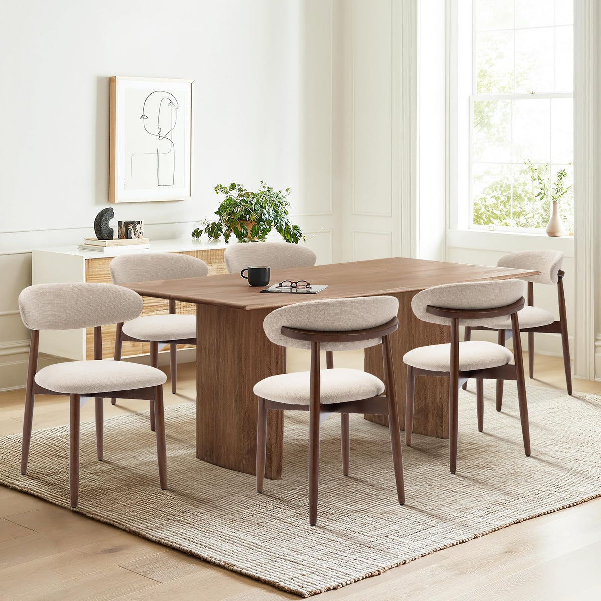 COLAMY Küchenstuhl Esszimmerstühle 4er Set, Moderne Polsterstuhl Essstühle mit Fester Rückenlehne, Stoff Esszimmerstühl mit Holzbein für Esszimmer