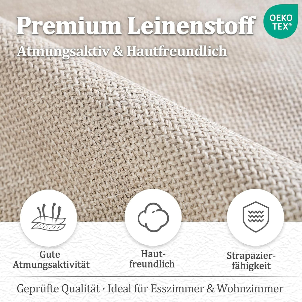 Esszimmerstühle Drehbar 4er Set mit Armlehne, 360° drehbar, Polsterstuhl Leinen, Drehstuhl Esszimmer Beige, Küchenstuhl mit Metallbeine für