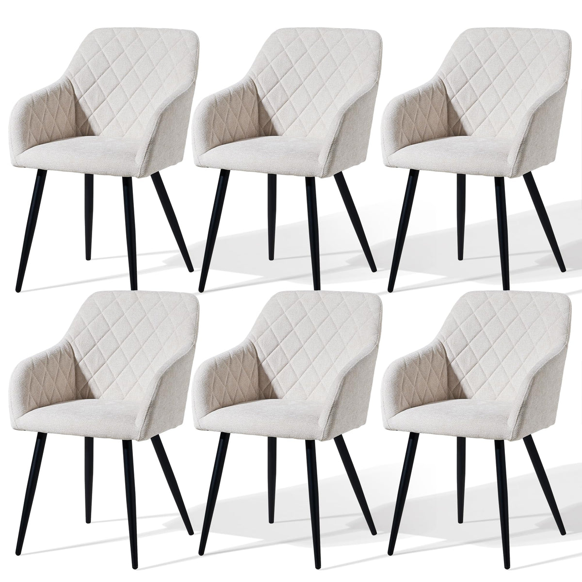 CLIPOP Esszimmerstühle 4er Set, Küchenstühle Grau Kunstlederstoff stühle Polsterstühle mit Armlehne Metallbeine Polstersessel Stühle für Esszimmer