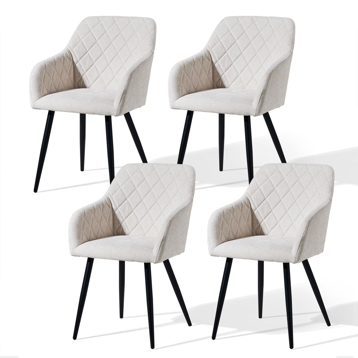CLIPOP Esszimmerstühle 4er Set, Küchenstühle Grau Kunstlederstoff stühle Polsterstühle mit Armlehne Metallbeine Polstersessel Stühle für Esszimmer