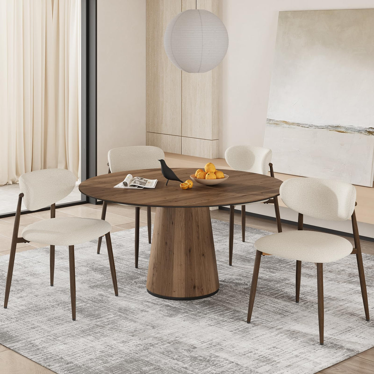 COLAMY Küchenstuhl Esszimmerstühle 4er Set, Moderne Polsterstuhl Essstühle mit Fester Rückenlehne, Stoff Esszimmerstühl mit Holzbein für Esszimmer