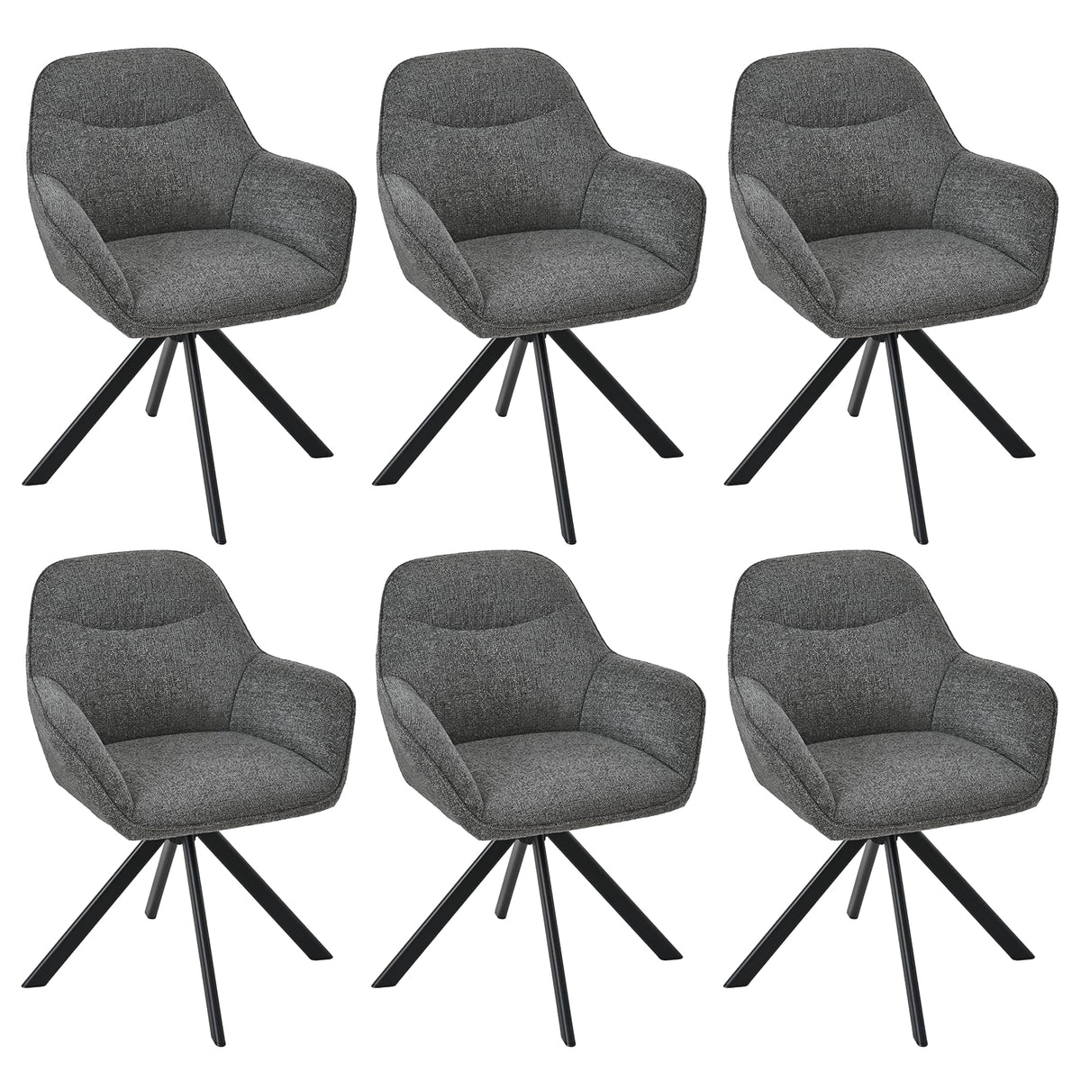 Esszimmerstühle Drehbar 4er Set mit Armlehne, 360° drehbar, Polsterstuhl Leinen, Drehstuhl Esszimmer Beige, Küchenstuhl mit Metallbeine für