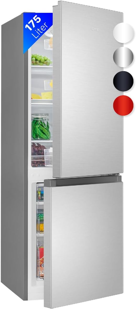 Bomann® Kühlschrank mit Gefrierfach – Energieklasse E – 143 cm – Kühl-Gefrierkombination leise 39 dB – 3 Ablagen & 3 Schubladen