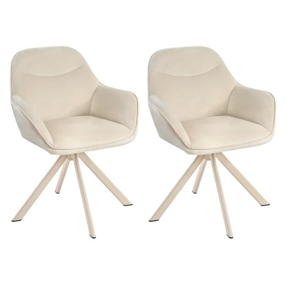 Esszimmerstühle Drehbar 4er Set mit Armlehne, 360° drehbar, Polsterstuhl Leinen, Drehstuhl Esszimmer Beige, Küchenstuhl mit Metallbeine für