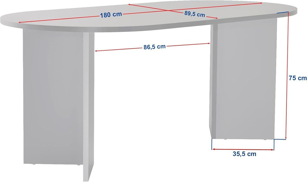 Moderner Esstisch, 180 x 90 x 75 cm, Travertine & Walnuss-Farben – 100% melaminbeschichtete Spanplatte, 25 mm Stärke