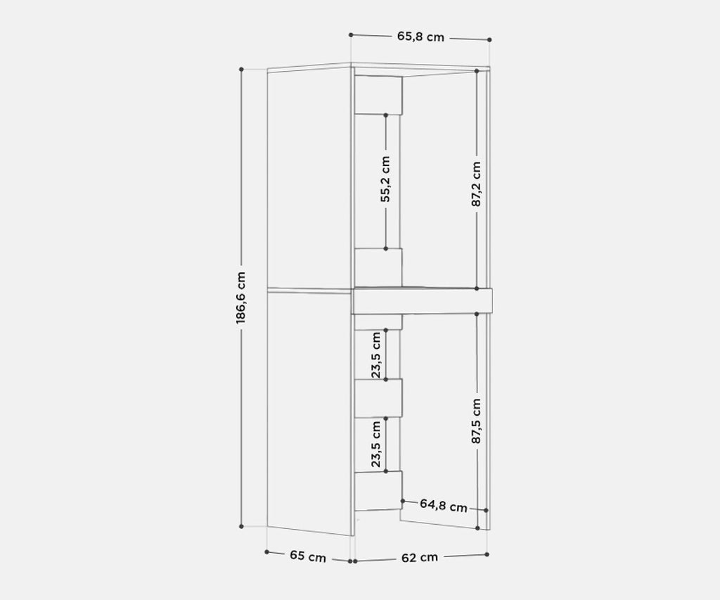 PLATAN ROOM Hochschrank Badschrank Waschmaschine Trockner Schrank Waschmaschinenschrank für Waschmaschine & Wäschetrockner Überbauschrank 187 x 65