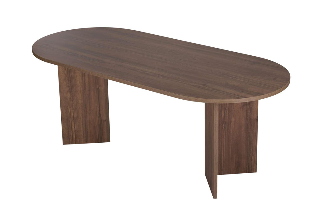 Moderner Esstisch, 180 x 90 x 75 cm, Travertine & Walnuss-Farben – 100% melaminbeschichtete Spanplatte, 25 mm Stärke