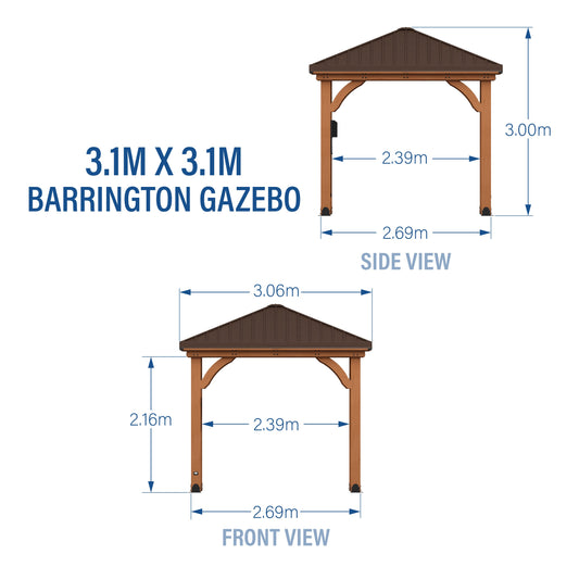 3.1m x 3.1m (10ft x 10ft) Barrington Gazebo