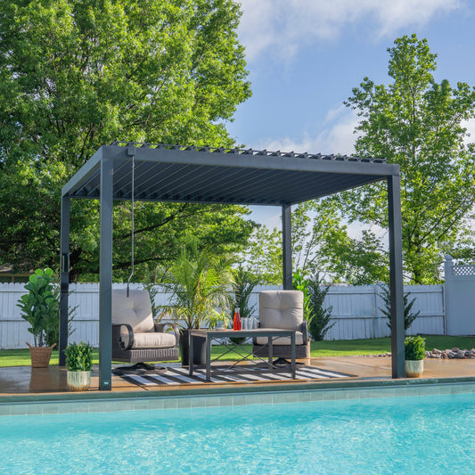 3.6m x 3.0m (12ft x 10ft) Sarasota Steel Louvered Pergola