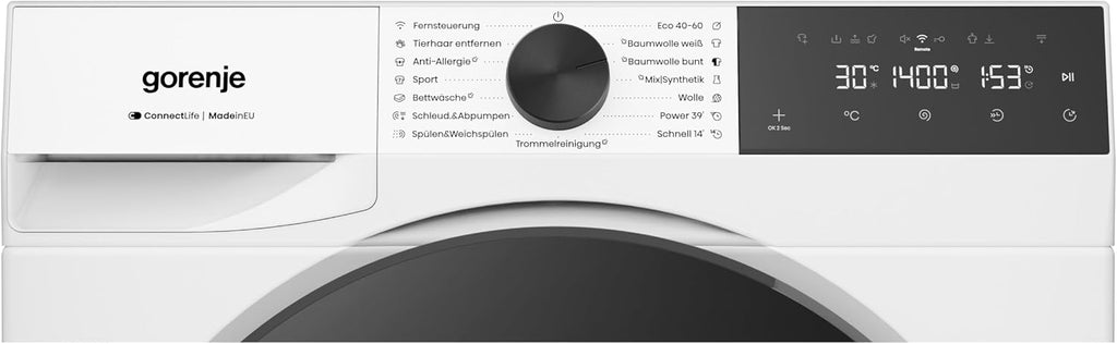 Gorenje WGAM474A Waschmaschine mit Dampffunktion, 7 kg, 1400 U/min, ConnectLife, 15 Programme, UltraClean, SteamTech, Inverter PowerDrive