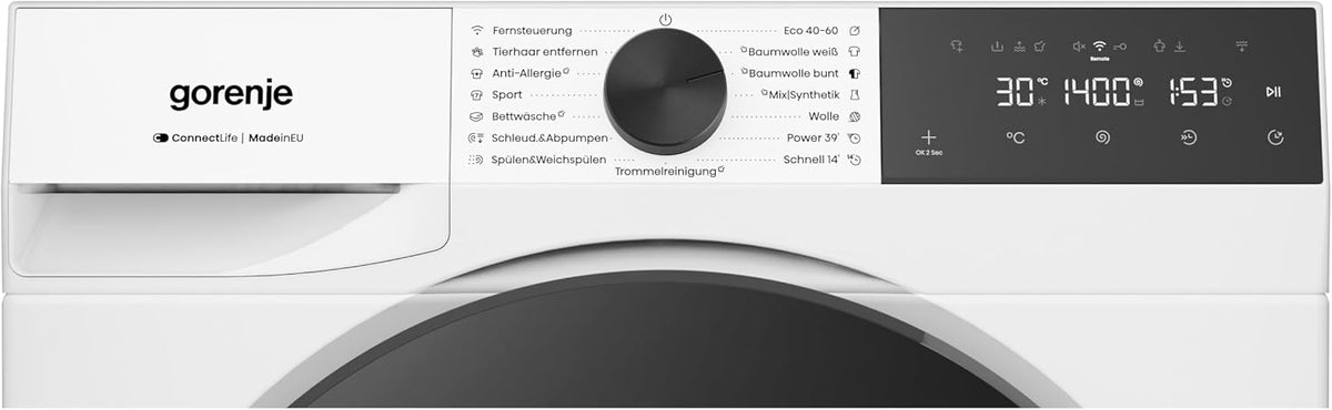 Gorenje WGAM474A Waschmaschine mit Dampffunktion, 7 kg, 1400 U/min, ConnectLife, 15 Programme, UltraClean, SteamTech, Inverter PowerDrive