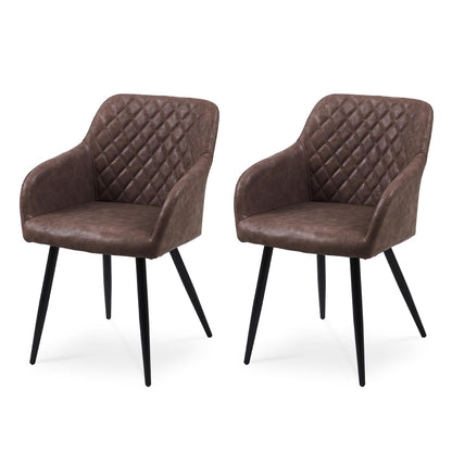 CLIPOP Esszimmerstühle 4er Set, Küchenstühle Grau Kunstlederstoff stühle Polsterstühle mit Armlehne Metallbeine Polstersessel Stühle für Esszimmer