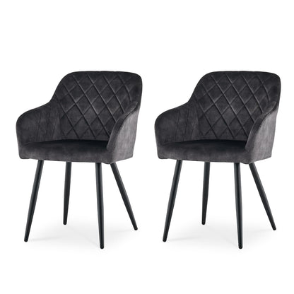 CLIPOP Esszimmerstühle 4er Set, Küchenstühle Grau Kunstlederstoff stühle Polsterstühle mit Armlehne Metallbeine Polstersessel Stühle für Esszimmer