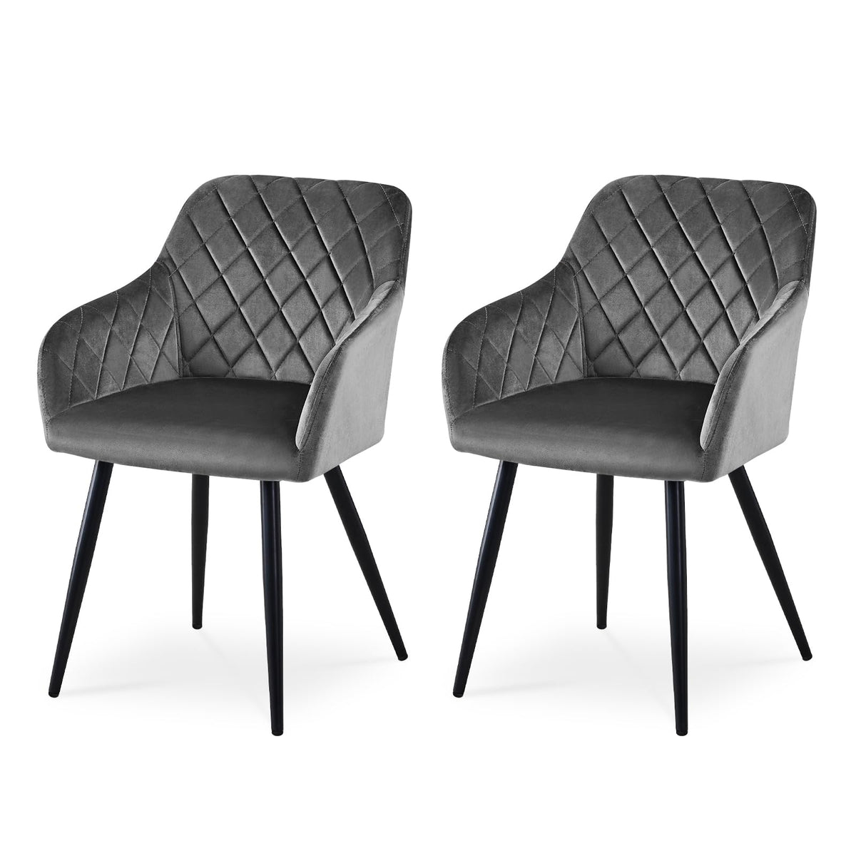 CLIPOP Esszimmerstühle 4er Set, Küchenstühle Grau Kunstlederstoff stühle Polsterstühle mit Armlehne Metallbeine Polstersessel Stühle für Esszimmer