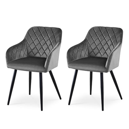 CLIPOP Esszimmerstühle 4er Set, Küchenstühle Grau Kunstlederstoff stühle Polsterstühle mit Armlehne Metallbeine Polstersessel Stühle für Esszimmer