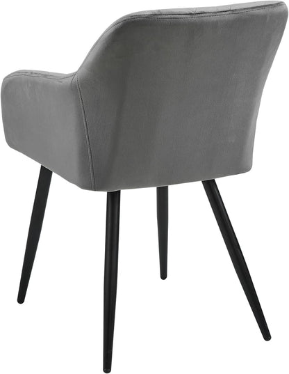 CLIPOP Esszimmerstühle 2er Set, Küchenstühle Grau Samtstoff stühle Polsterstühle mit Armlehne Metallbeine Polstersessel Stühle für Esszimmer Küche