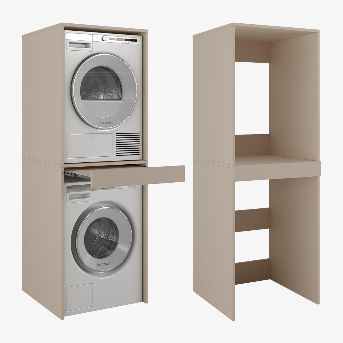 PLATAN ROOM Hochschrank Badschrank Waschmaschine Trockner Schrank Waschmaschinenschrank für Waschmaschine & Wäschetrockner Überbauschrank 187 x 65