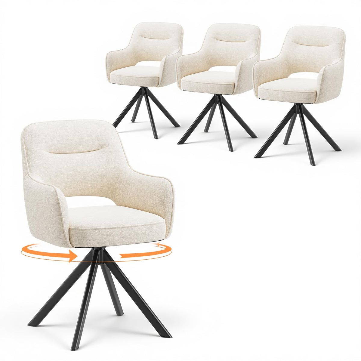 COLAMY Drehstühle für Esszimmer, 2er Set, Drehbare Polsterstühle mit Armlehnen und Rückenlehne, Bequeme Küchenstühle für Wohnzimmer & Essbereich