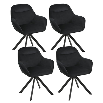 Esszimmerstühle Drehbar 4er Set mit Armlehne, 360° drehbar, Polsterstuhl Leinen, Drehstuhl Esszimmer Beige, Küchenstuhl mit Metallbeine für