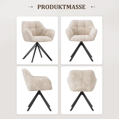 COLAMY Drehstühle für Esszimmer, 2er Set, Drehbare Polsterstühle mit Armlehnen und Rückenlehne, Bequeme Küchenstühle für Wohnzimmer & Essbereich