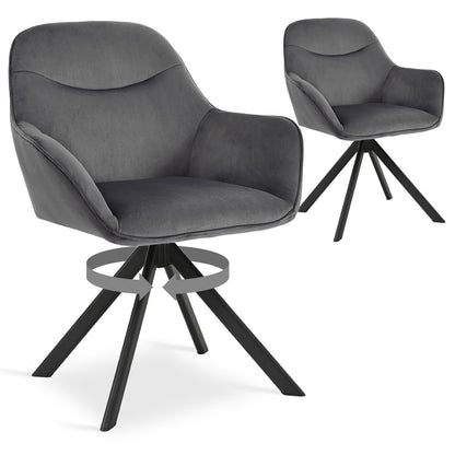 Esszimmerstühle Drehbar 4er Set mit Armlehne, 360° drehbar, Polsterstuhl Leinen, Drehstuhl Esszimmer Beige, Küchenstuhl mit Metallbeine für