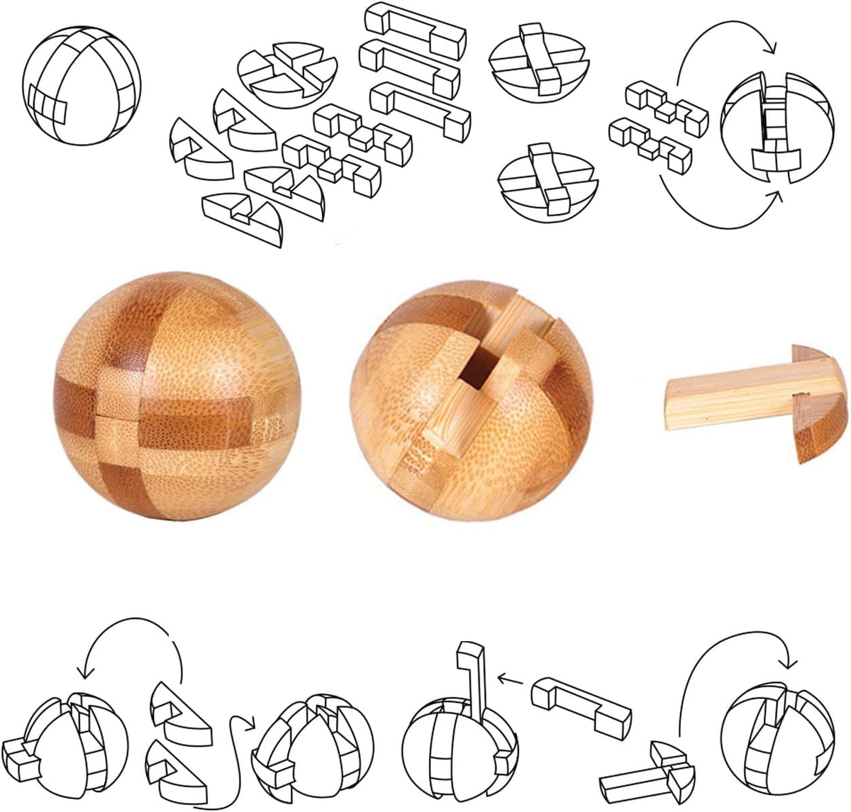 9 Stück Knobelspiele Holz Set, 3D Mini Puzzle Geduldspiele, IQ Logikspiele Denkspiele ab 14 Jahren