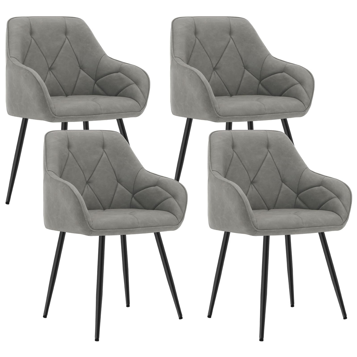 WOLTU Esszimmerstühle 4er Set, für Esszimmer Wohnzimmer, ergonomische Küchenstühle gepolstert mit Armlehnen, Metallbeinen, Sitzfläche aus