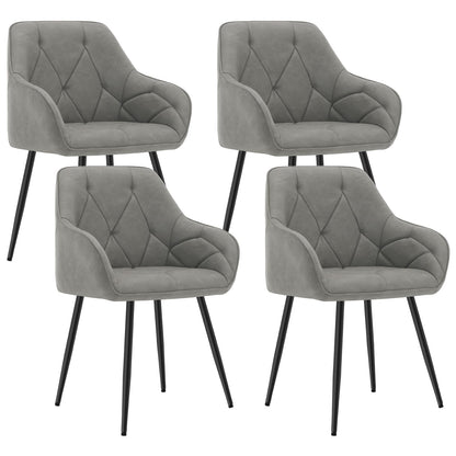 WOLTU Esszimmerstühle 4er Set, für Esszimmer Wohnzimmer, ergonomische Küchenstühle gepolstert mit Armlehnen, Metallbeinen, Sitzfläche aus