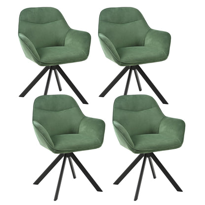 Esszimmerstühle Drehbar 4er Set mit Armlehne, 360° drehbar, Polsterstuhl Leinen, Drehstuhl Esszimmer Beige, Küchenstuhl mit Metallbeine für