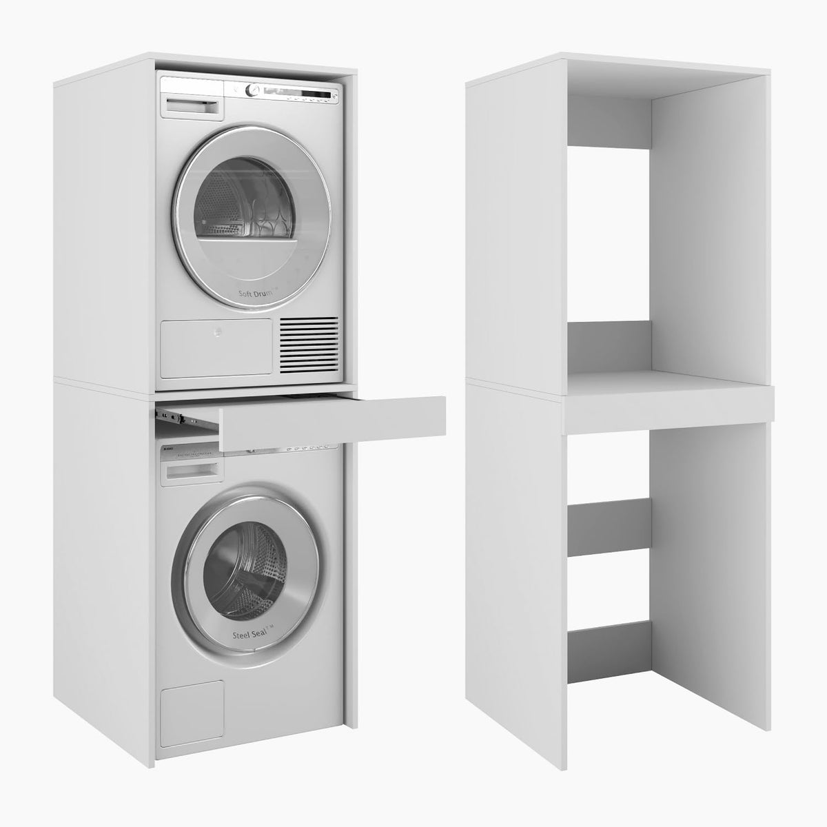 PLATAN ROOM Hochschrank Badschrank Waschmaschine Trockner Schrank Waschmaschinenschrank für Waschmaschine & Wäschetrockner Überbauschrank 187 x 65