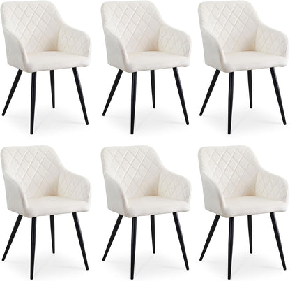 CLIPOP Esszimmerstühle 4er Set, Küchenstühle Grau Kunstlederstoff stühle Polsterstühle mit Armlehne Metallbeine Polstersessel Stühle für Esszimmer