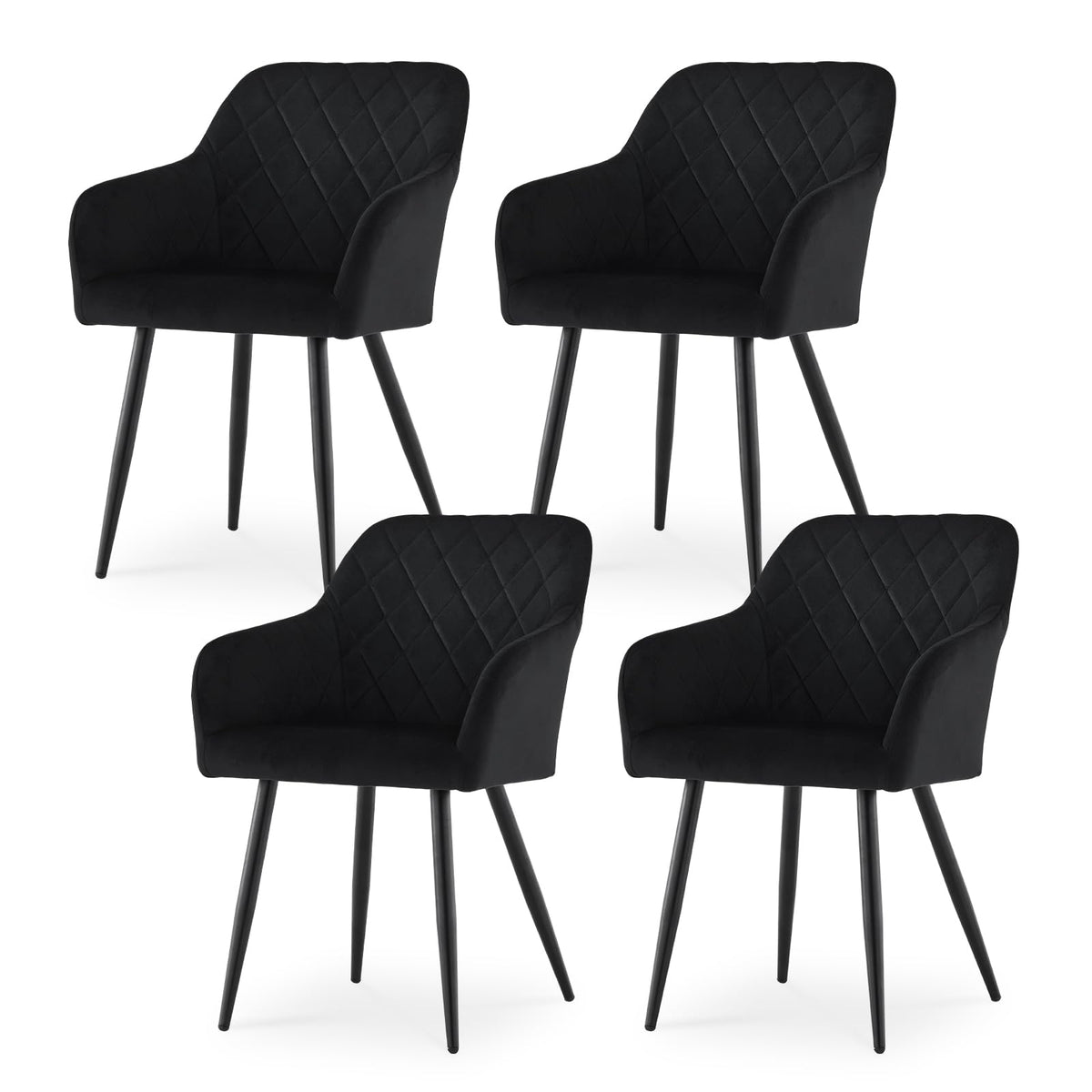 CLIPOP Esszimmerstühle 4er Set, Küchenstühle Grau Kunstlederstoff stühle Polsterstühle mit Armlehne Metallbeine Polstersessel Stühle für Esszimmer