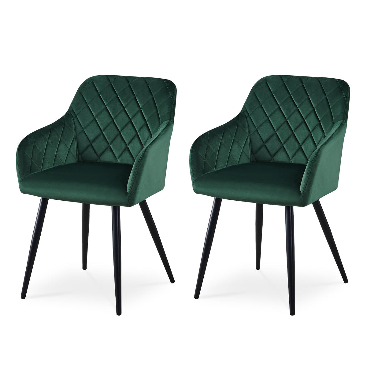 CLIPOP Esszimmerstühle 2er Set, Küchenstühle Grau Samtstoff stühle Polsterstühle mit Armlehne Metallbeine Polstersessel Stühle für Esszimmer Küche